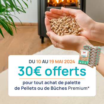 Jusqu'au 19 mai, 30€ offerts sur vos palettes de bois de chauffage